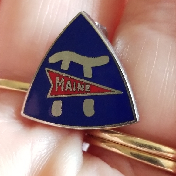 Vintage NEA Maine lapel pin red, white, and blue enamel silver tone - Picture 2 of 10